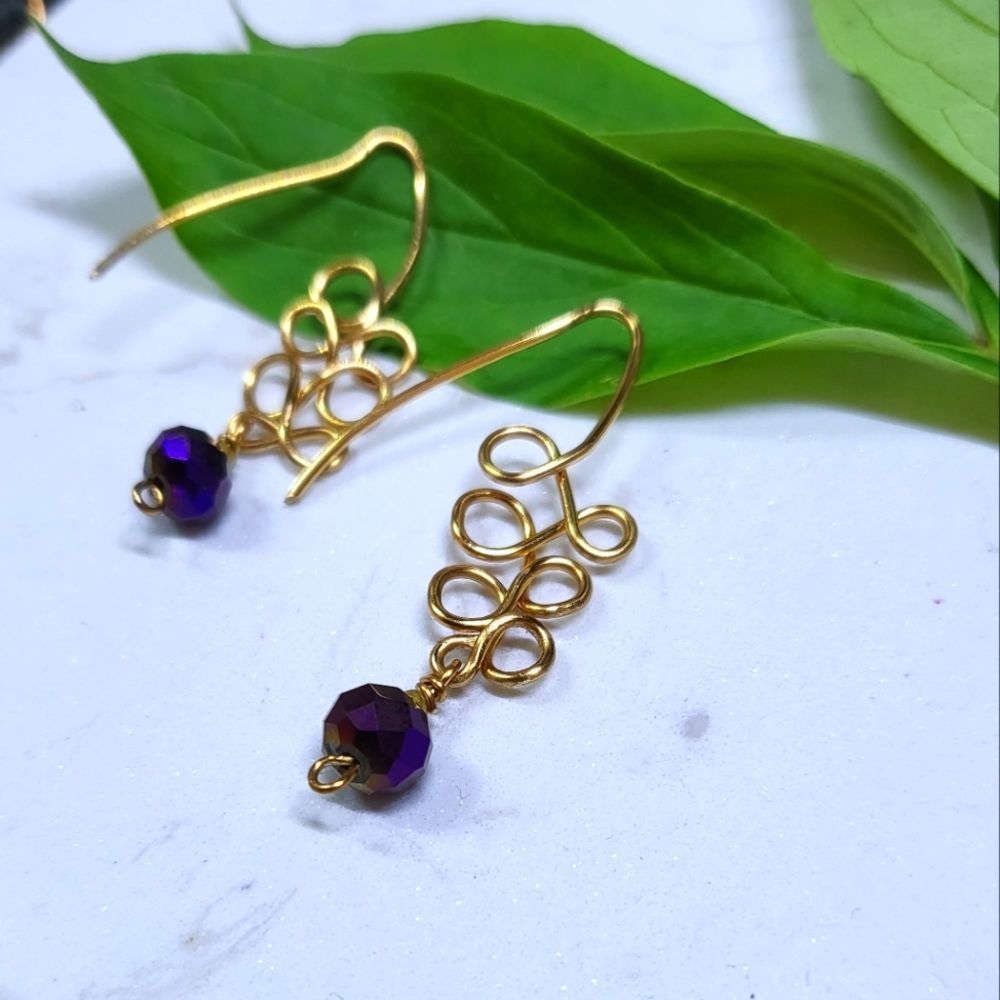 Wire wrapped handmade crystal earrings